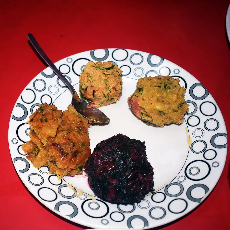 Assorted Bangladeshi vortas served together on a plate